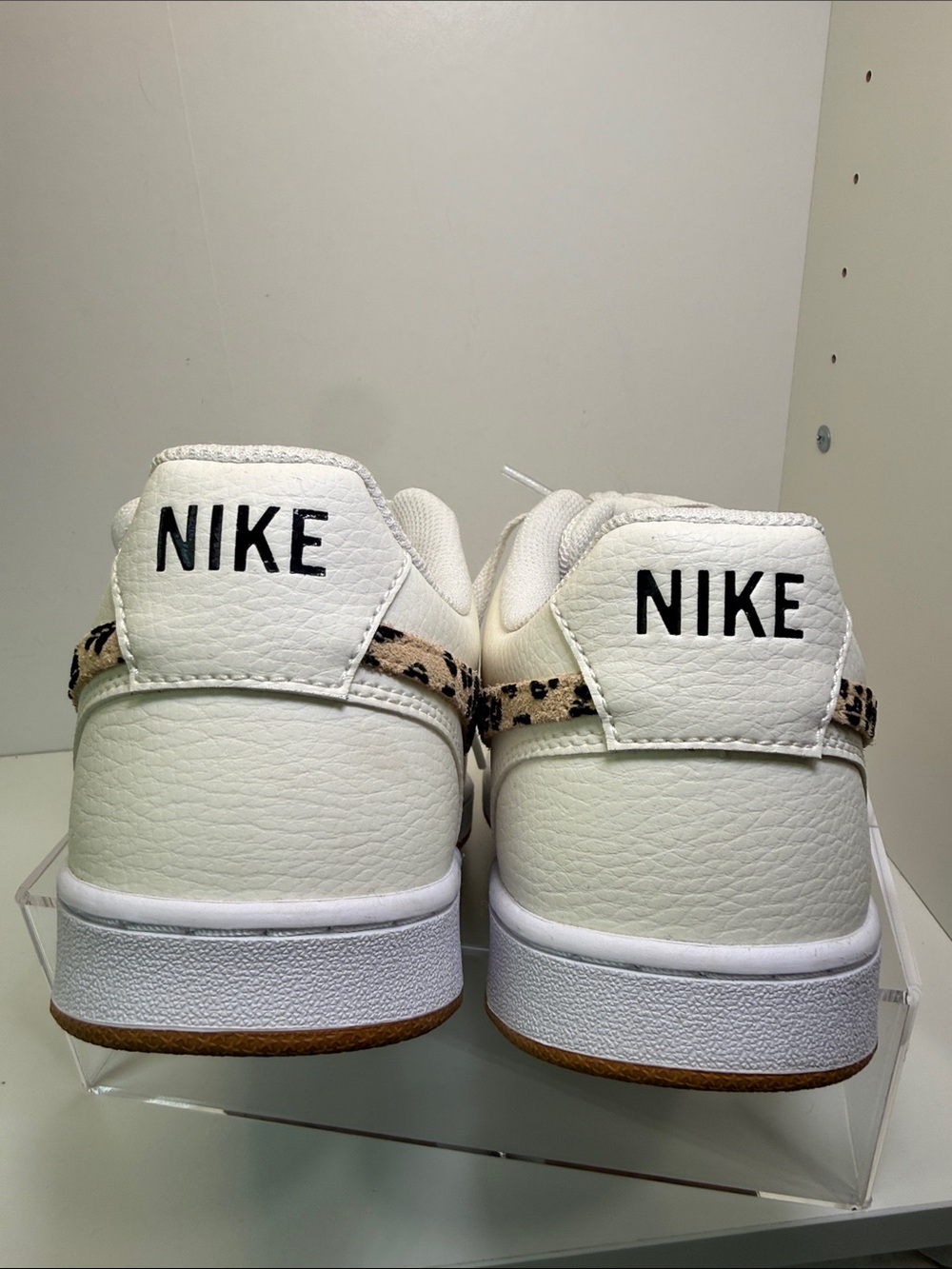 Nike Court Vision - White Leather with Leopard Swoosh - Size 10 - Picture 6 of 15